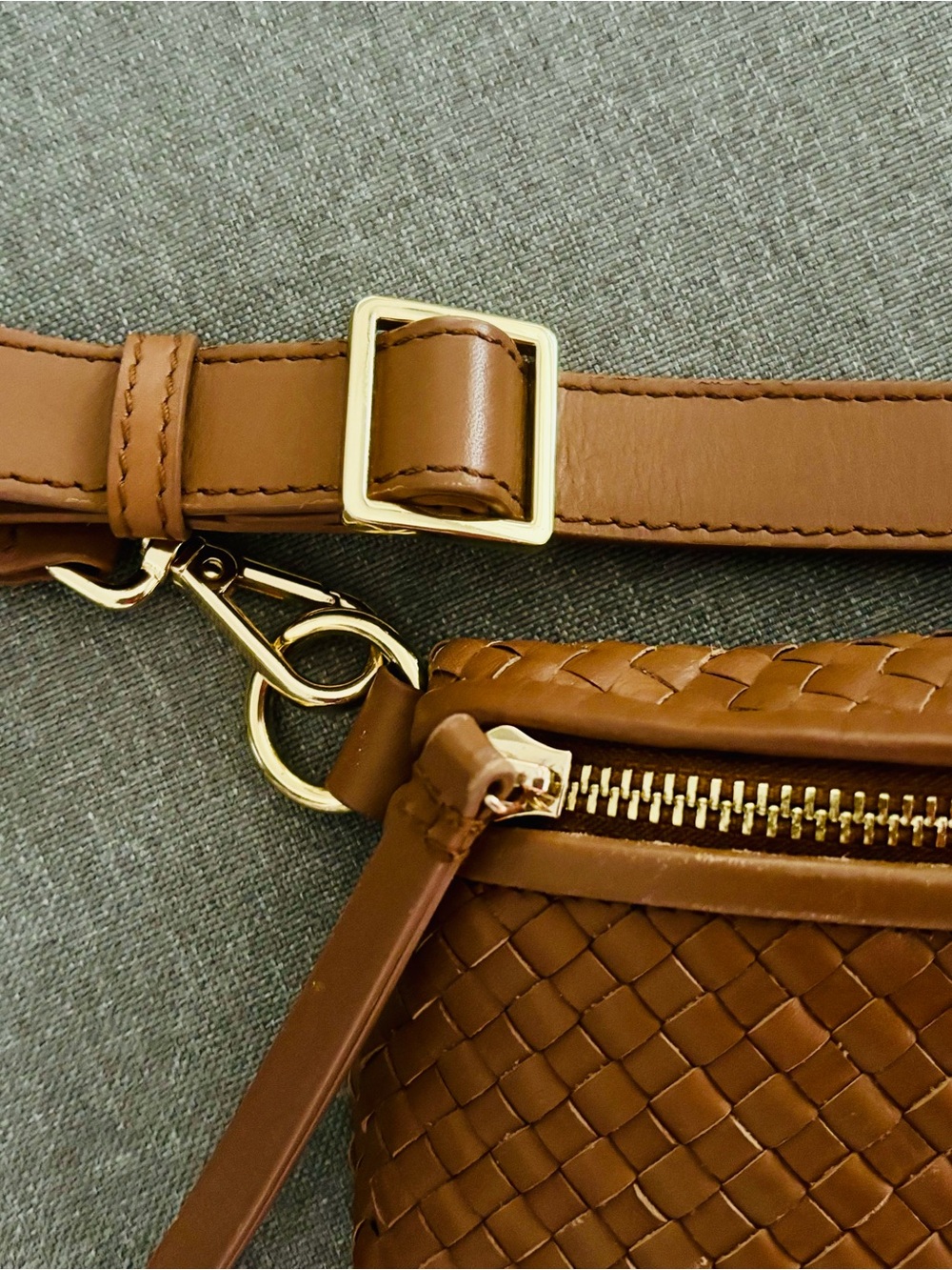 Quince Woven Italian Leather Crossbody Sling Bag - Picture 9 of 12